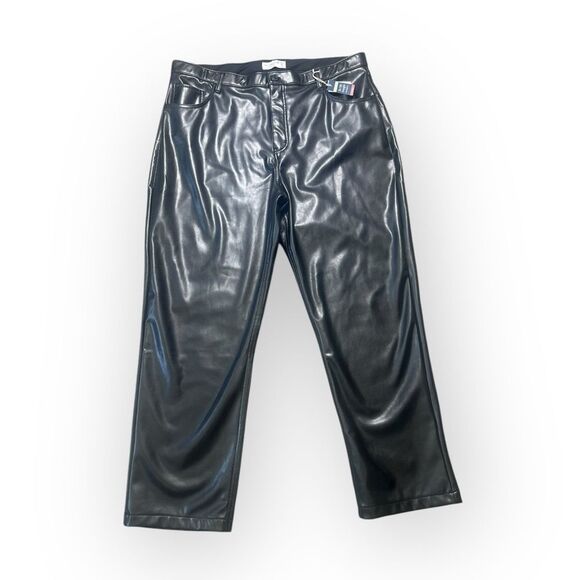 Abercrombie & Fitch Vegan Leather Pants Women 20/35 Ultra High Rise 90s Straight - Picture 2 of 7